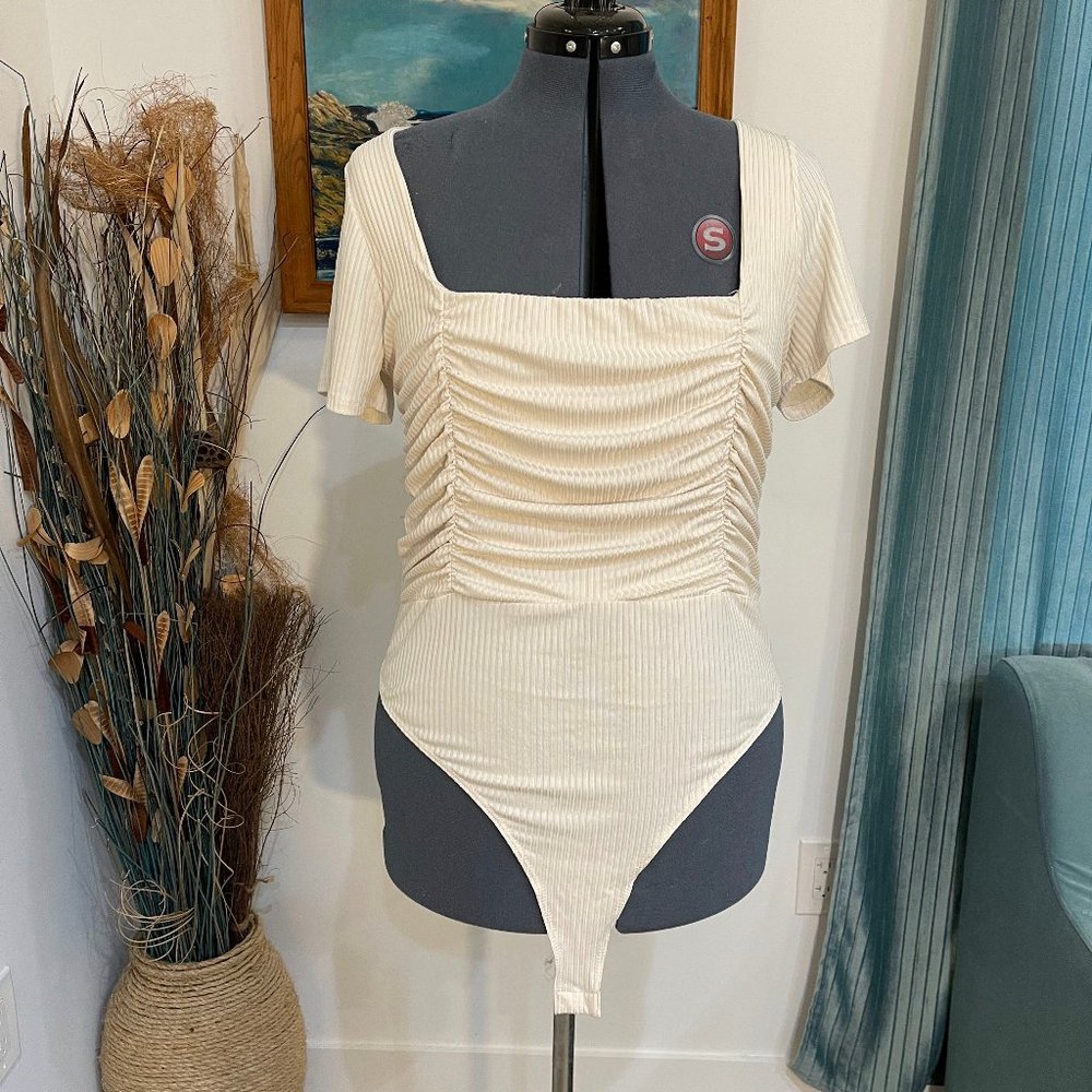 Cream Arula Ribbed Andrea Bodysuit Size A